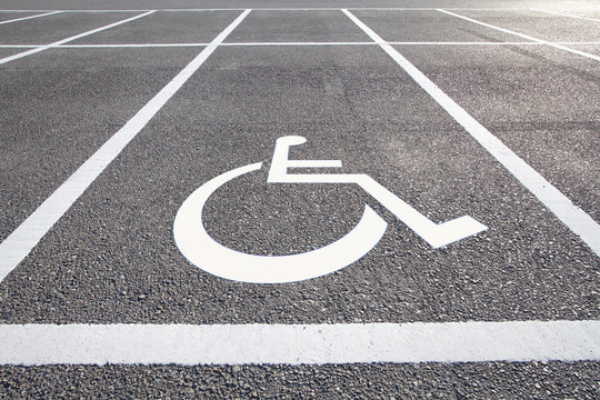 Handicap parking areas reserved for disabled people..