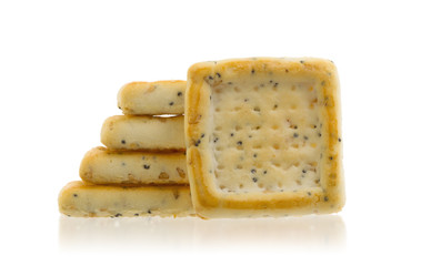 Stack of square crackers isolated