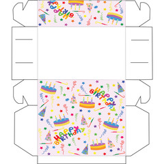 The layout of the boxes on my Birthday. Box for cupcakes, candy, gifts, surprises. Cut and fold the box.
