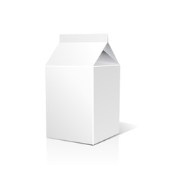 Juice and milk blank white carton boxes  3d. Isolated object. Vector illustration. Mock-up packages