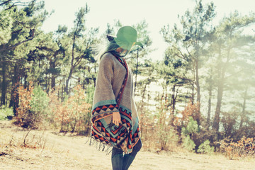 Fashionable girl walking outdoor