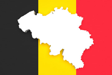 Silhouette of Belgium map with Belgium flag