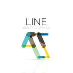 Linear abstract logo, connected multicolored segments of lines geometrical figure