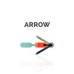 Linear arrow abstract logo, connected multicolored segments of lines in directional pointer figure