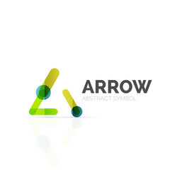 Linear arrow abstract logo, connected multicolored segments of lines in directional pointer figure