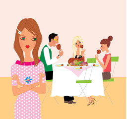 A girl having problems with eating. Eating Disorders