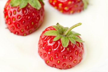 Fresh strawberry dip in yogurt