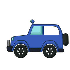 Blue jeep icon, cartoon style