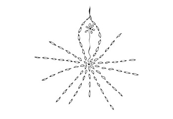 black floral pattern on white background, vector 