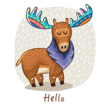 Vector card with awesome elk