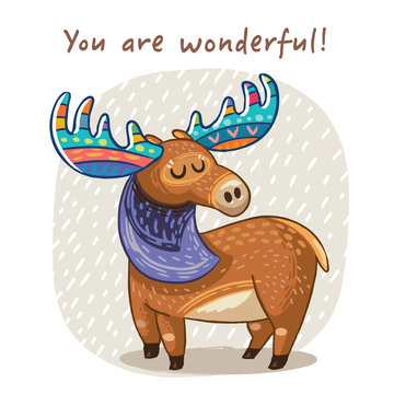 Vector card with awesome elk