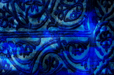 floral pattern with ancient and oriental elements. Computer collage.