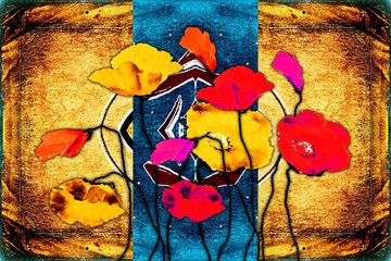 Obrazy  ilustracja kwiat abstrakcja