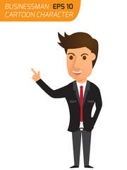 businessman in a suit during presentation. vector illustration.