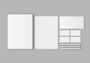 White stationery mock-up, template for branding identity on gray background. For graphic designers...