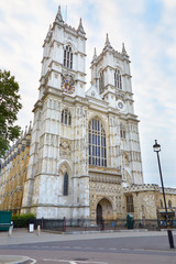 Fototapeta na wymiar Westminster Abbey church facade in London