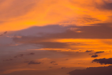 colorful dramatic sunset sky with orange cloud, twilight sky