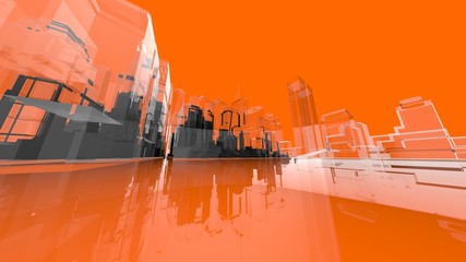 Orange Wireframe movemen Architecture Creativity Concepts and Backgrounds Modern Art Design for Space