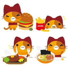 ネコとーく。赤ずきん 食事