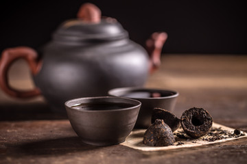 Hot pu-erh tea