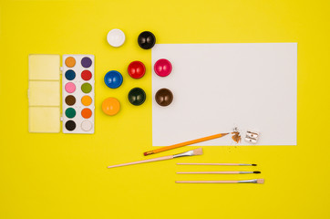 Office table or desk seen from above. Top view product photograph. School or university concept image.