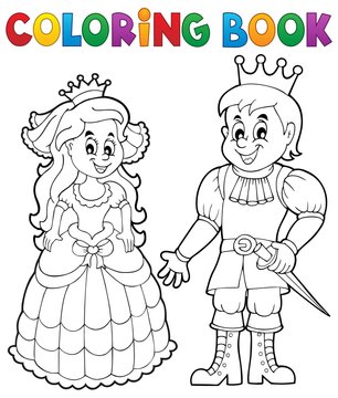 Coloring book princess and prince