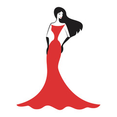 woman in the ball gown red