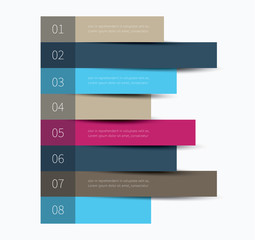 colour lines with options / infographics horizontal stickers with options and description