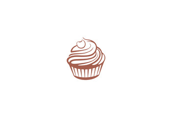  cupcake with berry vector logo