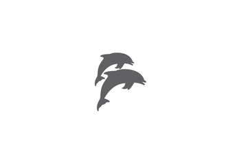 Jumping dolphins vector illustration logo