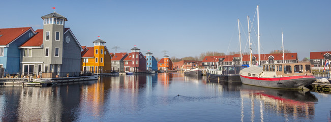 Fototapeta premium Panorama of the Reitdiephaven in Groningen