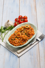 risotto with squid tomato and parsley
