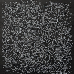 Cartoon chalkboard doodles on the subject of Easter