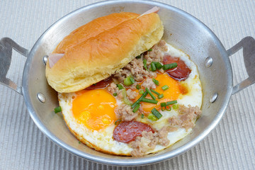 Eggs pan breakfast.