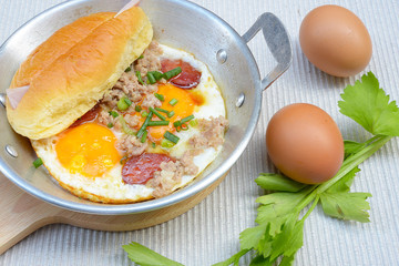 Eggs pan breakfast.