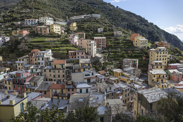 Fototapeta premium Riomaggiore village in Italy. Riomaggiore is one of five famous