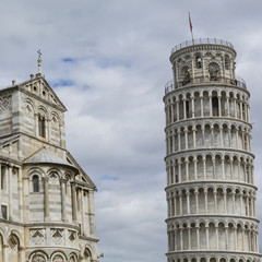 View of Leaning tower and the Basilica, Piazza dei miracoli, Pis