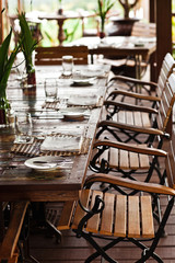 Served table at summer terrace cafe