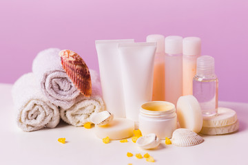 Spa cosmetic bottles