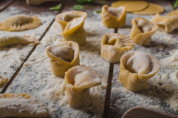 Preparing homemade tortellini
