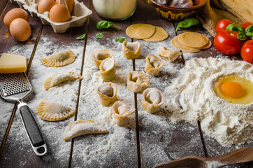 Preparing homemade tortellini
