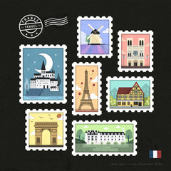 French attraction stamps