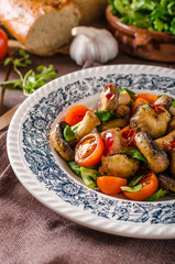 Warm mushroom salad with chilli