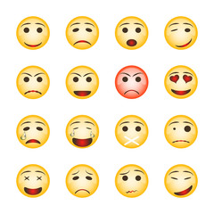 Fototapeta premium Beautiful smiley set. Collection of emoji icons isolated on white background.