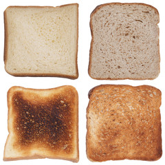 Selection of bread isolated on white