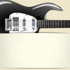 raster version rock music background with guitar and a horizontal banner