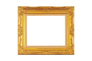 Fototapeta premium Golden frame isolated on white
