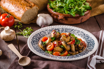 Warm mushroom salad with chilli