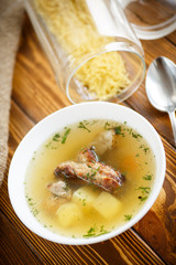 soup with meat skewers 