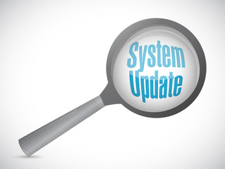 System update magnify sign concept